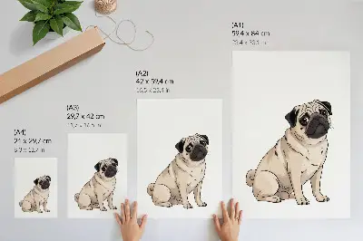 Decoratieve poster portret van een hond in een illustratieve stijl met subtiele kleuren
