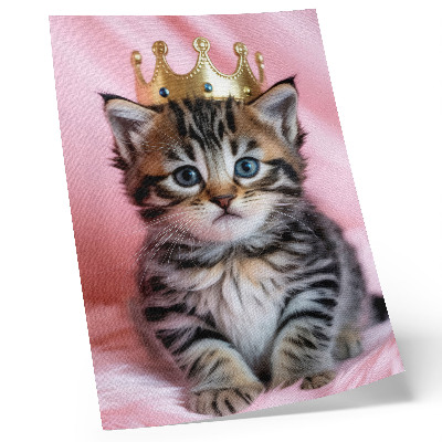 Poster Roze kroontje met kitten en blauwe ogen als decoratie