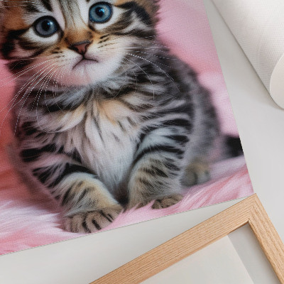 Poster Roze kroontje met kitten en blauwe ogen als decoratie