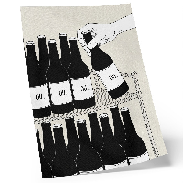 Wandposter Minimalistische zwart-wit illustratie van een hand met een fles.