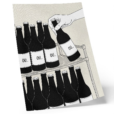 Wandposter Minimalistische zwart-wit illustratie van een hand met een fles.