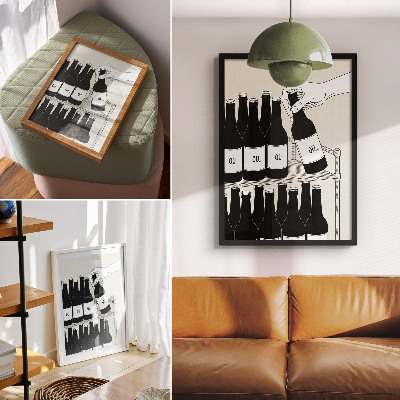 Wandposter Minimalistische zwart-wit illustratie van een hand met een fles.