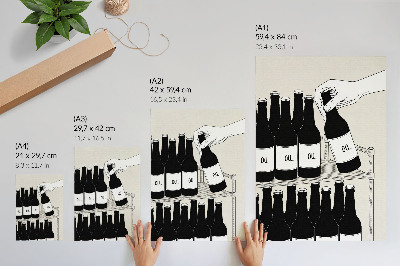 Wandposter Minimalistische zwart-wit illustratie van een hand met een fles.