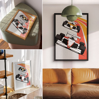 Decoratieve poster Dynamische raceauto's, modern circuit