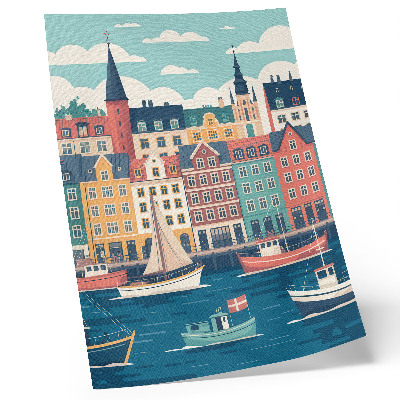 Wandposter Kleurrijke huizen aan het water, vol charme en harmonie.