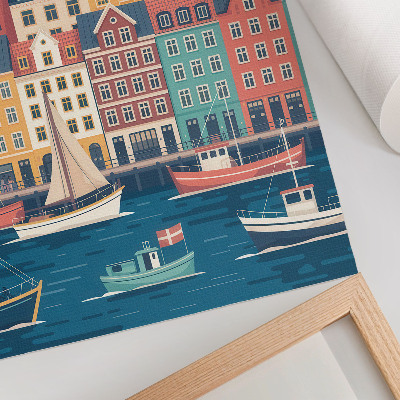 Wandposter Kleurrijke huizen aan het water, vol charme en harmonie.