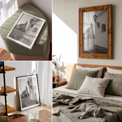 Decoratieve poster zwart-witte architectuur met symmetrie en elegantie