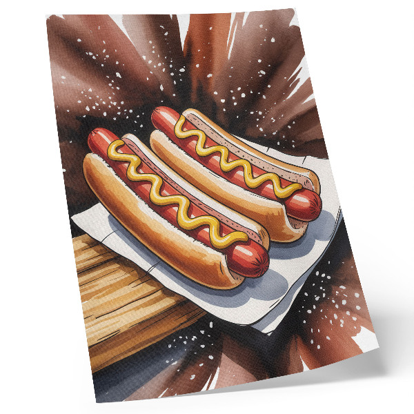 Poster Heerlijke hotdogs in een vrolijke, moderne sfeer.