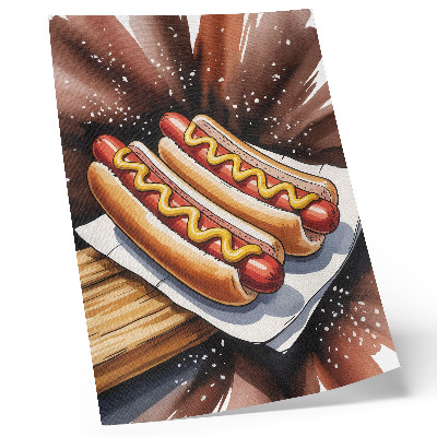 Poster Heerlijke hotdogs in een vrolijke, moderne sfeer.