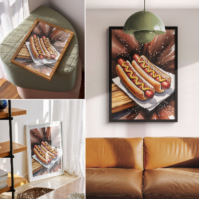 Poster Heerlijke hotdogs in een vrolijke, moderne sfeer.