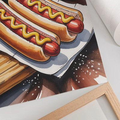Poster Heerlijke hotdogs in een vrolijke, moderne sfeer.