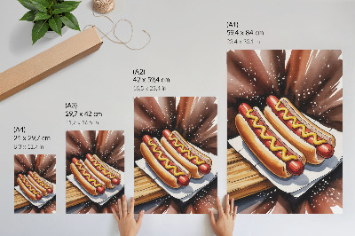 Poster Heerlijke hotdogs in een vrolijke, moderne sfeer.