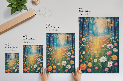 Wandposter Kleurrijke bloemen in moderne stijl, vrolijke sfeer