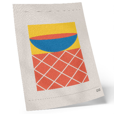 Poster Geometrische compositie in geel, blauw en rood