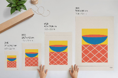 Poster Geometrische compositie in geel, blauw en rood