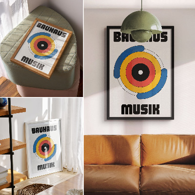 Decoratieve poster Bauhaus-stijl, cirkels, sterke kleuren, moderniteit