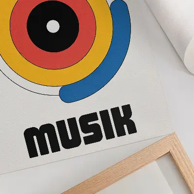 Decoratieve poster in Bauhaus-stijl met cirkels en sterke kleuren voor een moderne uitstraling