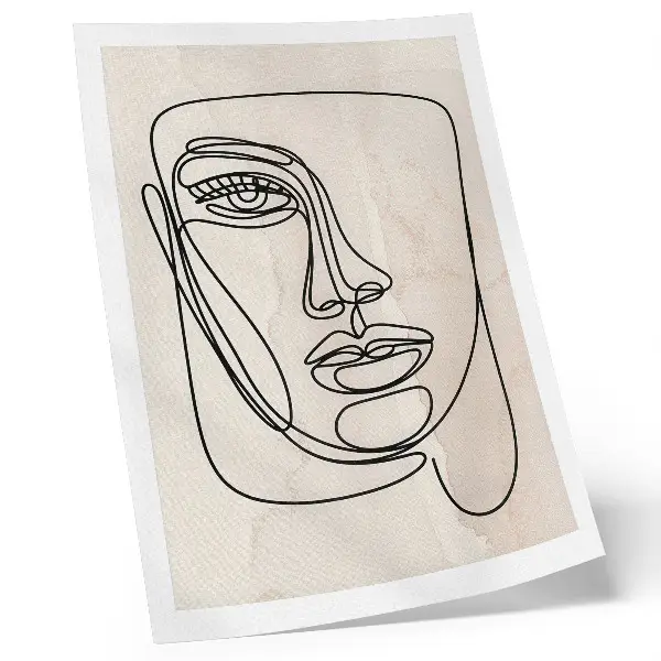 Decoratieve poster Minimalisme Elegantie met gezicht in beige en zwart