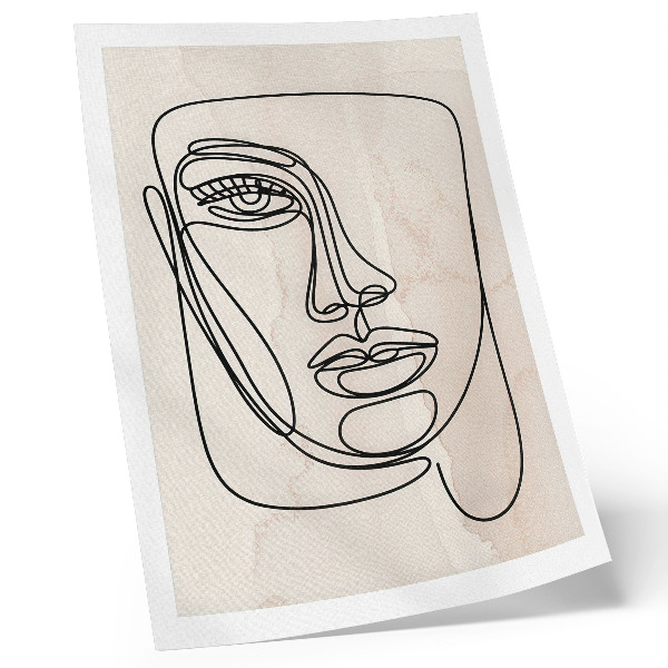 Decoratieve poster Minimalisme elegantie gezicht beige zwart
