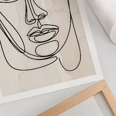 Decoratieve poster Minimalisme Elegantie met gezicht in beige en zwart