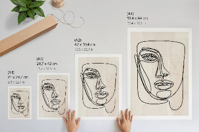 Decoratieve poster Minimalisme elegantie gezicht beige zwart