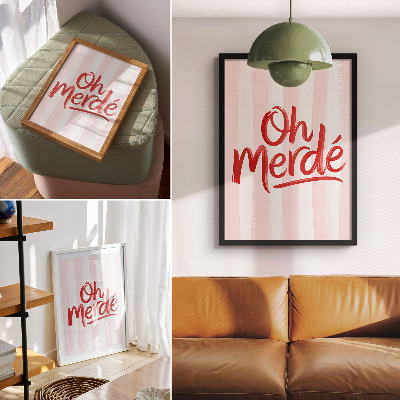 Poster Rode letters op een pastelkleurige achtergrond