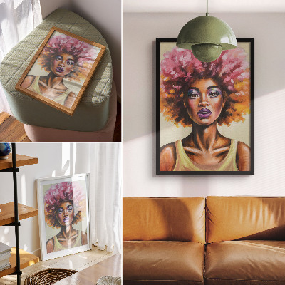 Decoratieve poster Levendige kleuren, expressieve figuur, sterke gelaatsuitdrukking