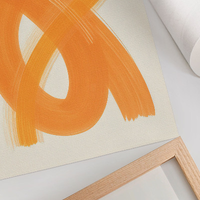 Wandposter Abstracte, levendige oranje penseelstreken
