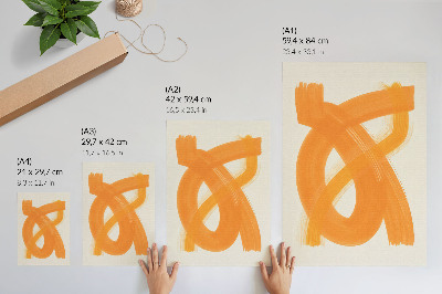 Wandposter Abstracte, levendige oranje penseelstreken