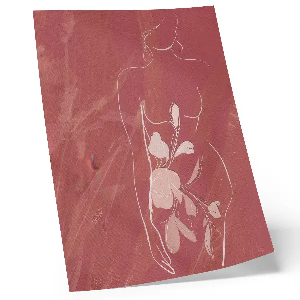 Poster vrouwelijke silhouetten met bloemen in een verfijnde minimalistische stijl