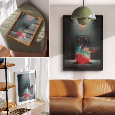 Decoratieve poster Ruimtepot met kleurrijke ruimtelampjes