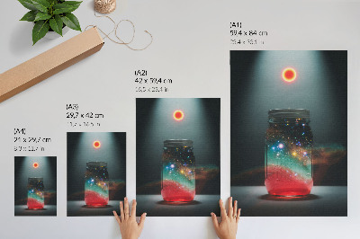 Decoratieve poster Ruimtepot met kleurrijke ruimtelampjes