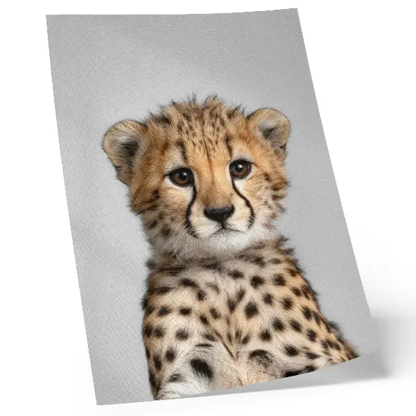 Poster met een schattige minimalistische cheetah op een delicate achtergrond