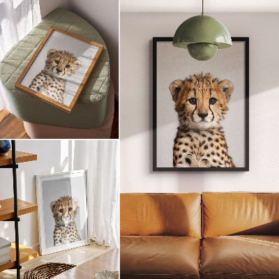 Poster Schattige cheetah minimalistische achtergrond delicate