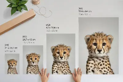 Poster met een schattige minimalistische cheetah op een delicate achtergrond