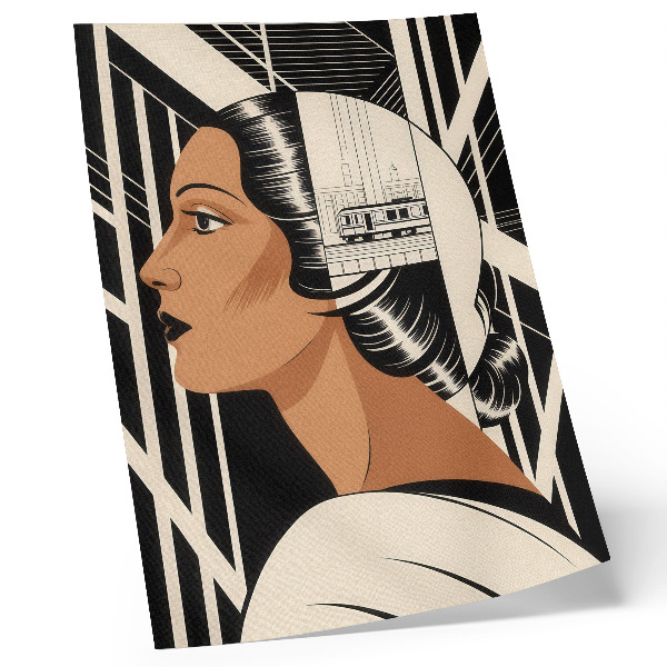 Decoratieve poster Vrouwenprofiel met geometrische lijnen in modernistische stijl