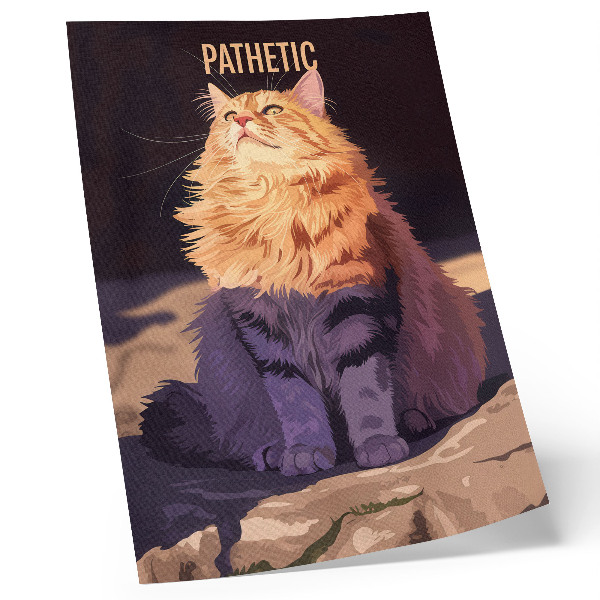 Wandposter Kat met tekst oranje grijs beige