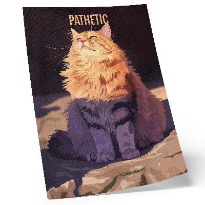Wandposter Kat met tekst oranje grijs beige