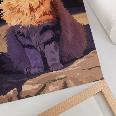 Wandposter Kat met tekst oranje grijs beige
