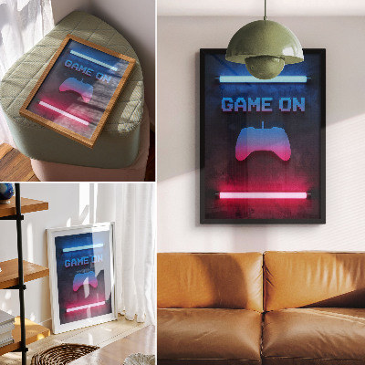 Poster Neon pixel inscriptie speelpad dynamiek