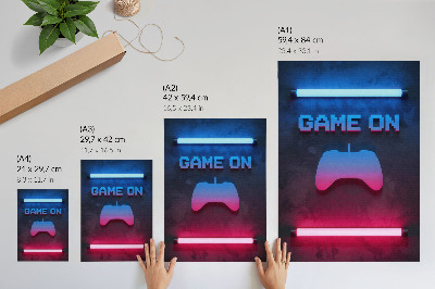 Poster Neon pixel inscriptie speelpad dynamiek