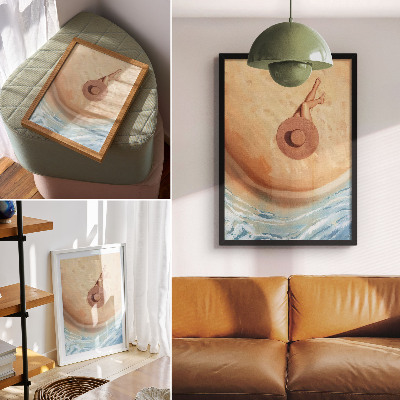 Decoratieve poster Strandhoed om te rusten in de zon.