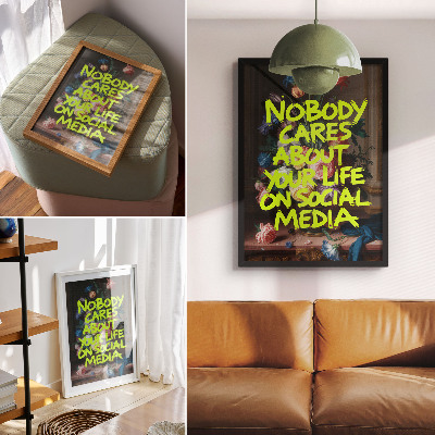 Poster Heldere tekst op een achtergrond van kleurrijke bloemen