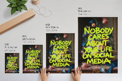 Poster Heldere tekst op een achtergrond van kleurrijke bloemen
