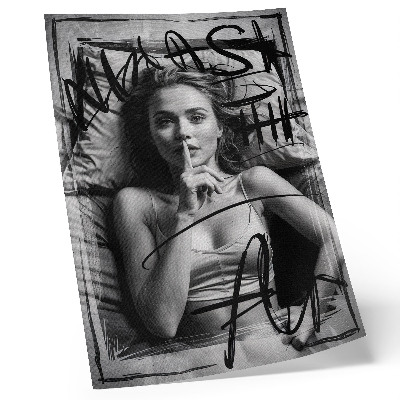 Decoratieve poster Zwart-wit graffitifiguur met dynamische lijnen