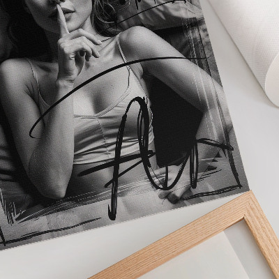 Decoratieve poster Zwart-wit graffitifiguur met dynamische lijnen