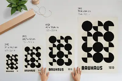 Wandposter met geometrische vormen in een harmonieuze en minimalistische moderne stijl