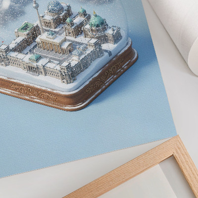 Decoratieve poster Een miniatuurstad in een glazen sneeuwbol.