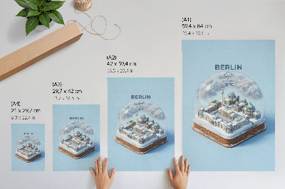 Decoratieve poster Een miniatuurstad in een glazen sneeuwbol.