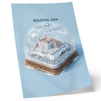 Wandposter Winterbol met kasteel en sneeuw in illustratiestijl
